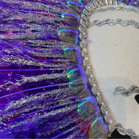 Purple Feathers Venetian Carnival Masquerade Face Mask - Picture 5 of 6